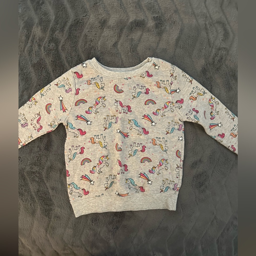 Grey unicorn and rainbows sweatshirt
